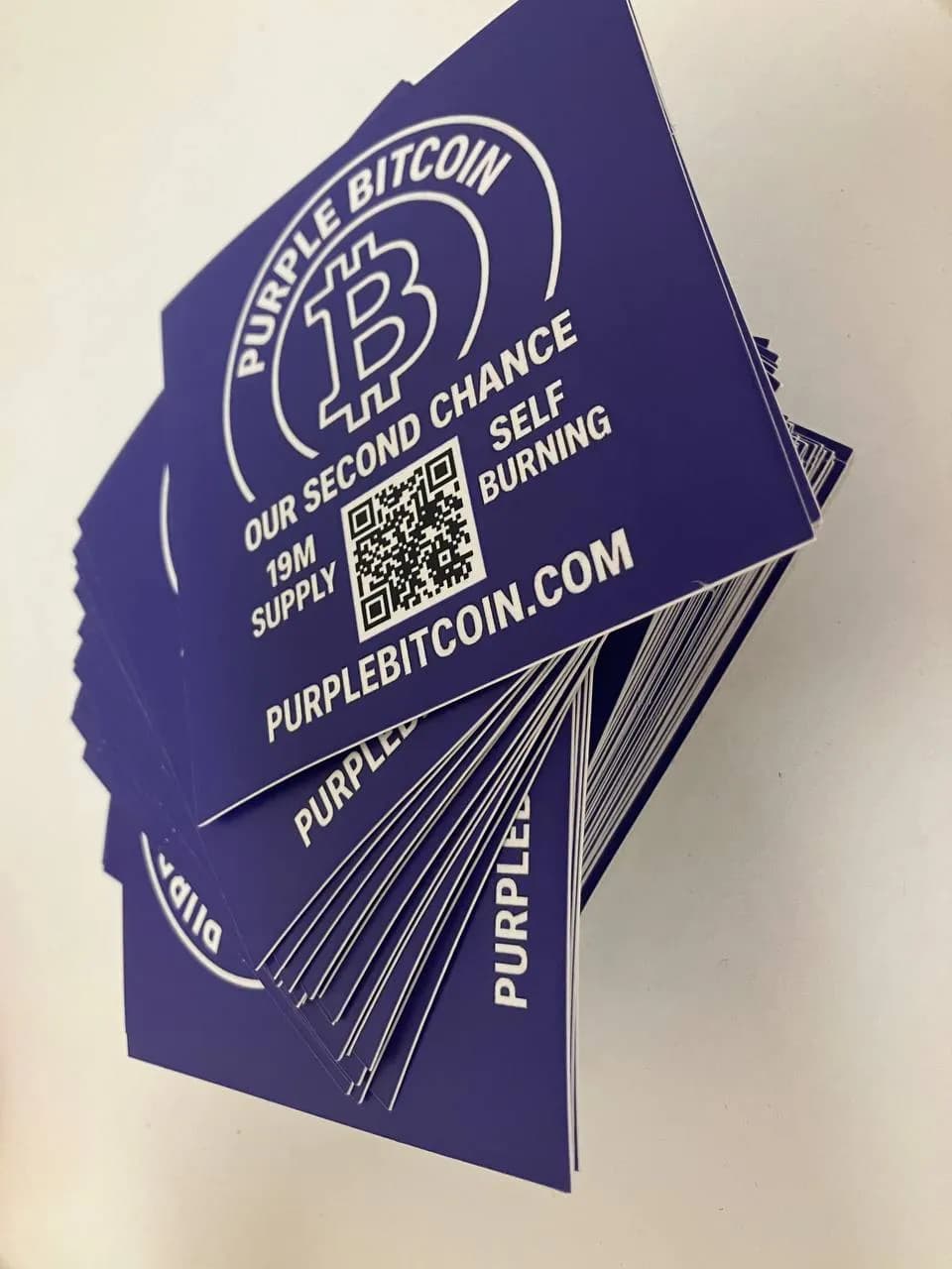 Purple Bitcoin community sticker pack for grassroots promotion