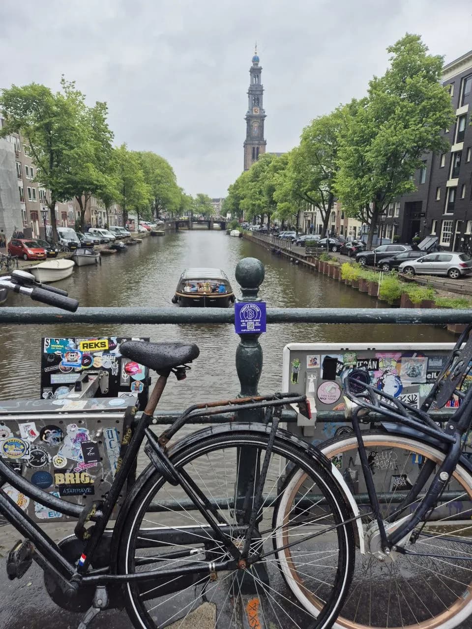 Purple Bitcoin stickers promoted across Amsterdam